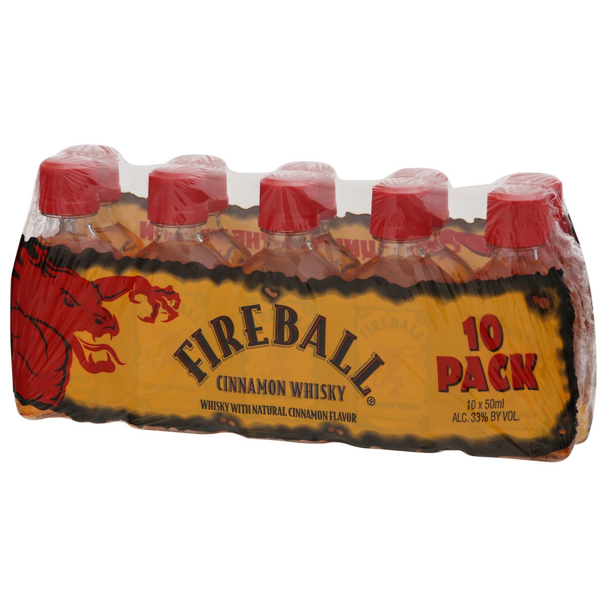 slide 3 of 4, Fireball 10 Pack Cinnamon Whisky 50 ml Bottle 10 ea Shrinkwrapped, 10 ct