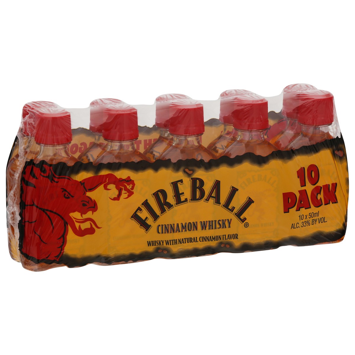 slide 4 of 4, Fireball 10 Pack Cinnamon Whisky 50 ml Bottle 10 ea Shrinkwrapped, 10 ct