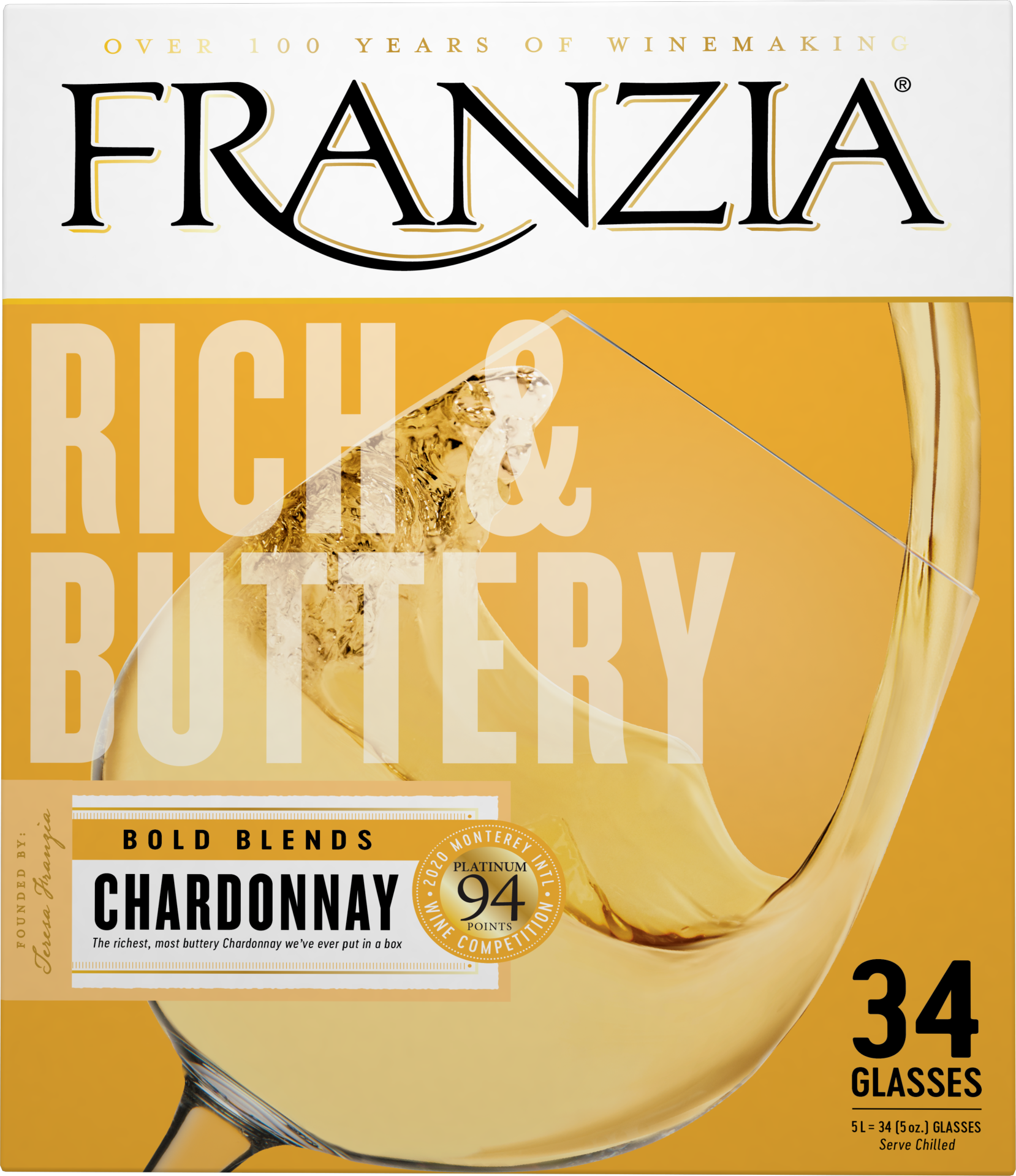 slide 2 of 4, Franzia Rich & Buttery Chardonnay White Wine, 5 liter