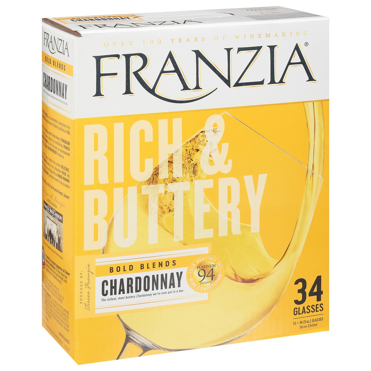 slide 4 of 9, Franzia Rich & Buttery Chardonnay 5 l, 5 liter