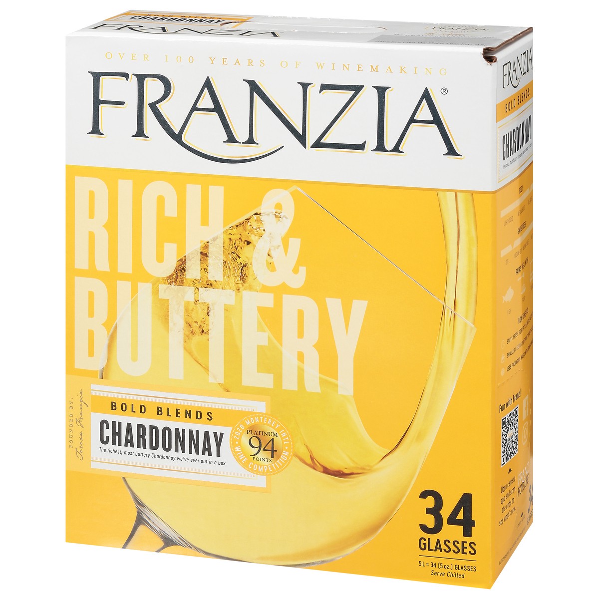 slide 5 of 9, Franzia Rich & Buttery Chardonnay 5 l, 5 liter