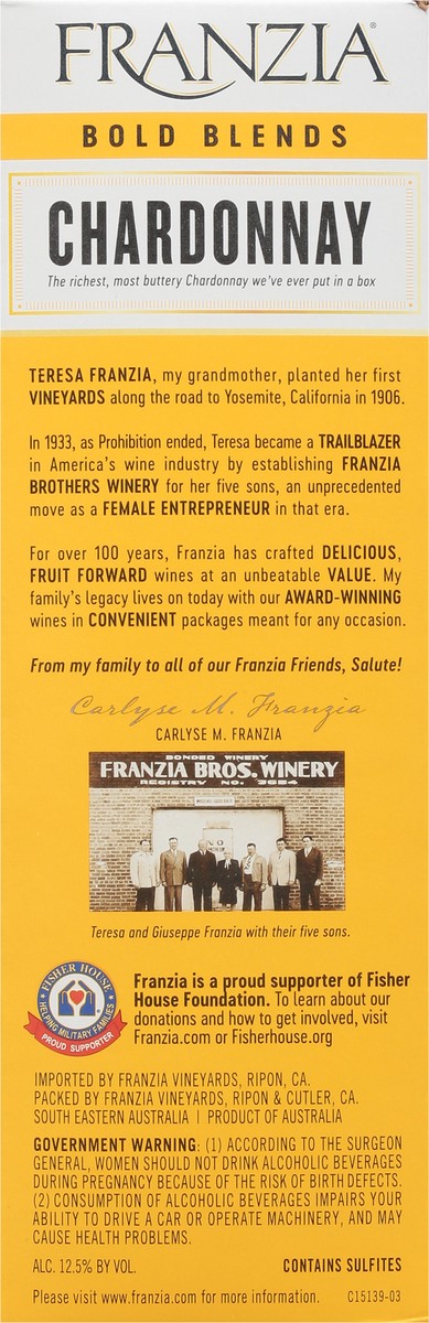 slide 3 of 9, Franzia Rich & Buttery Chardonnay 5 l, 5 liter