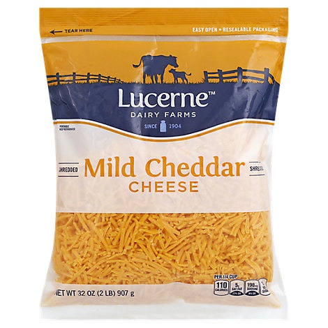 slide 1 of 1, Lucerne Dairy Farms Lucerne Cheese Shredded Mild Cheddar, 32 oz