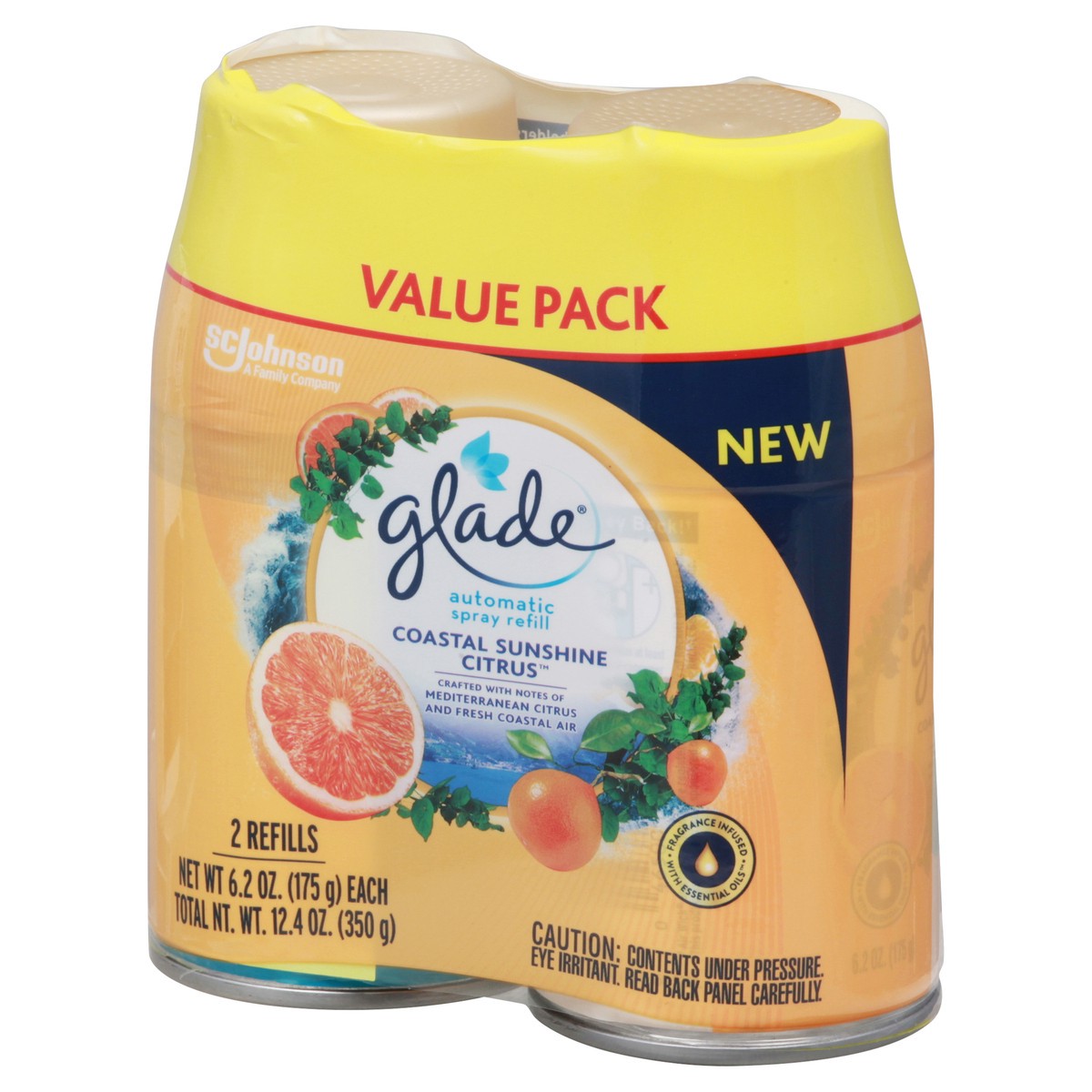 slide 6 of 9, Glade Automatic Spray Refills, Air Freshener, Coastal Sunshine Citrus™, 2 x 6.2 oz, 12.4 oz