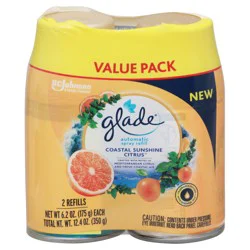 Glade Automatic Spray Refills, Air Freshener, Coastal Sunshine Citrus™, 2 x 6.2 oz