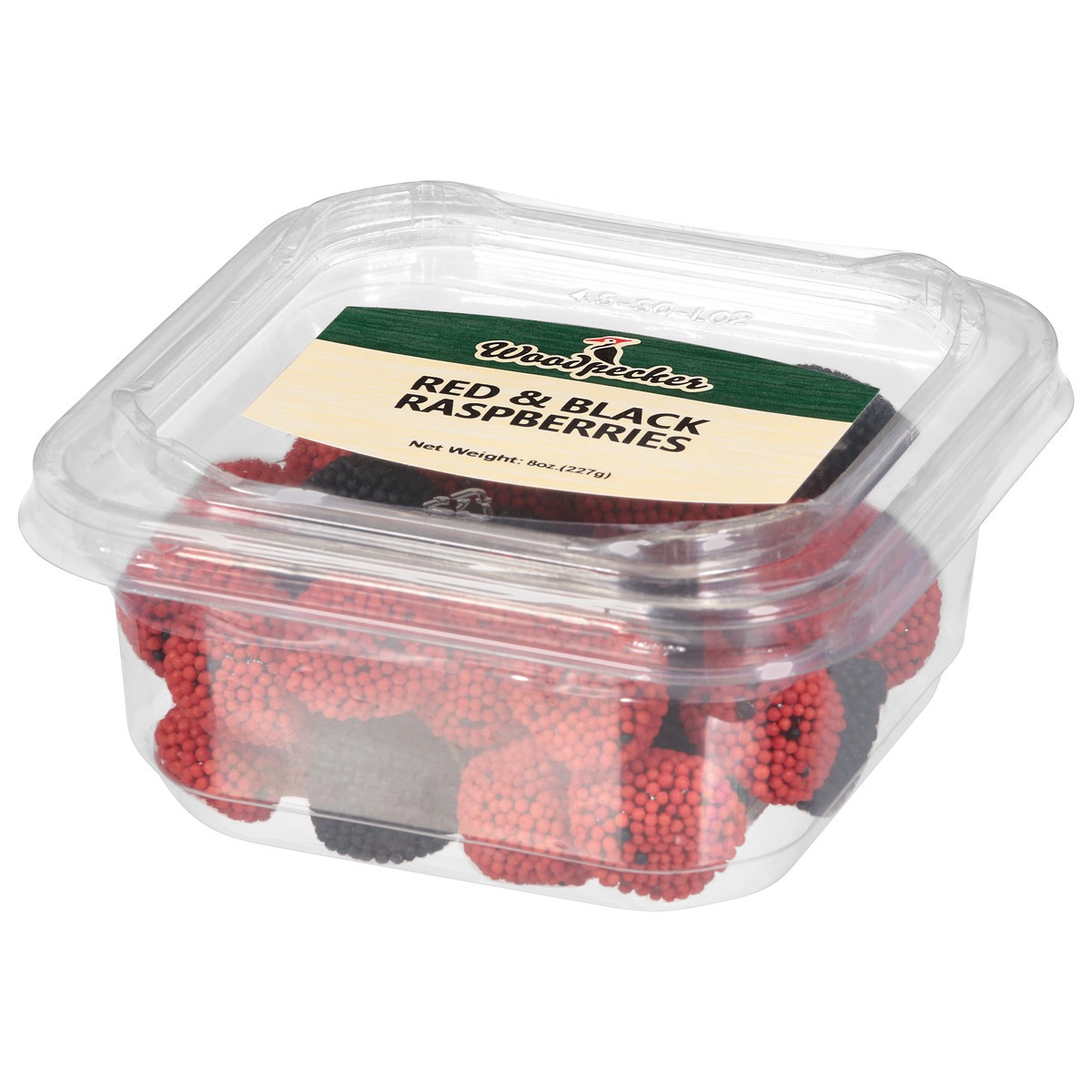 slide 10 of 13, Woodpecker Red & Black Raspberries 8 oz, 8 oz