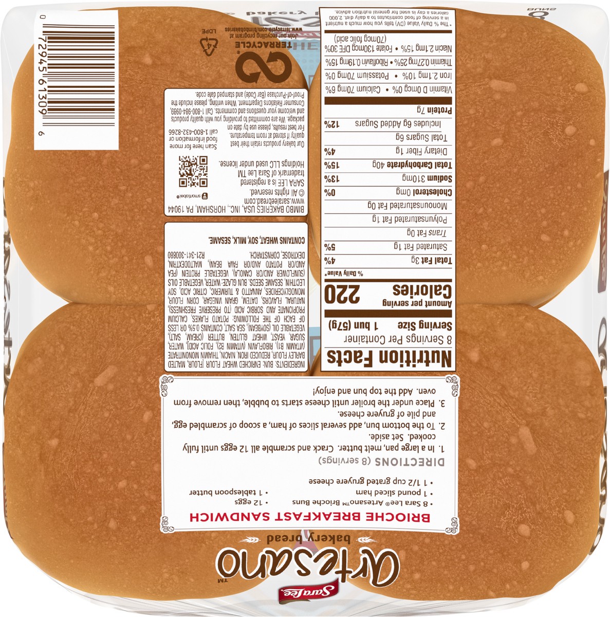 slide 2 of 6, Sara Lee Artesano Brioche Buns, 8 count, 16 oz, 8 ct