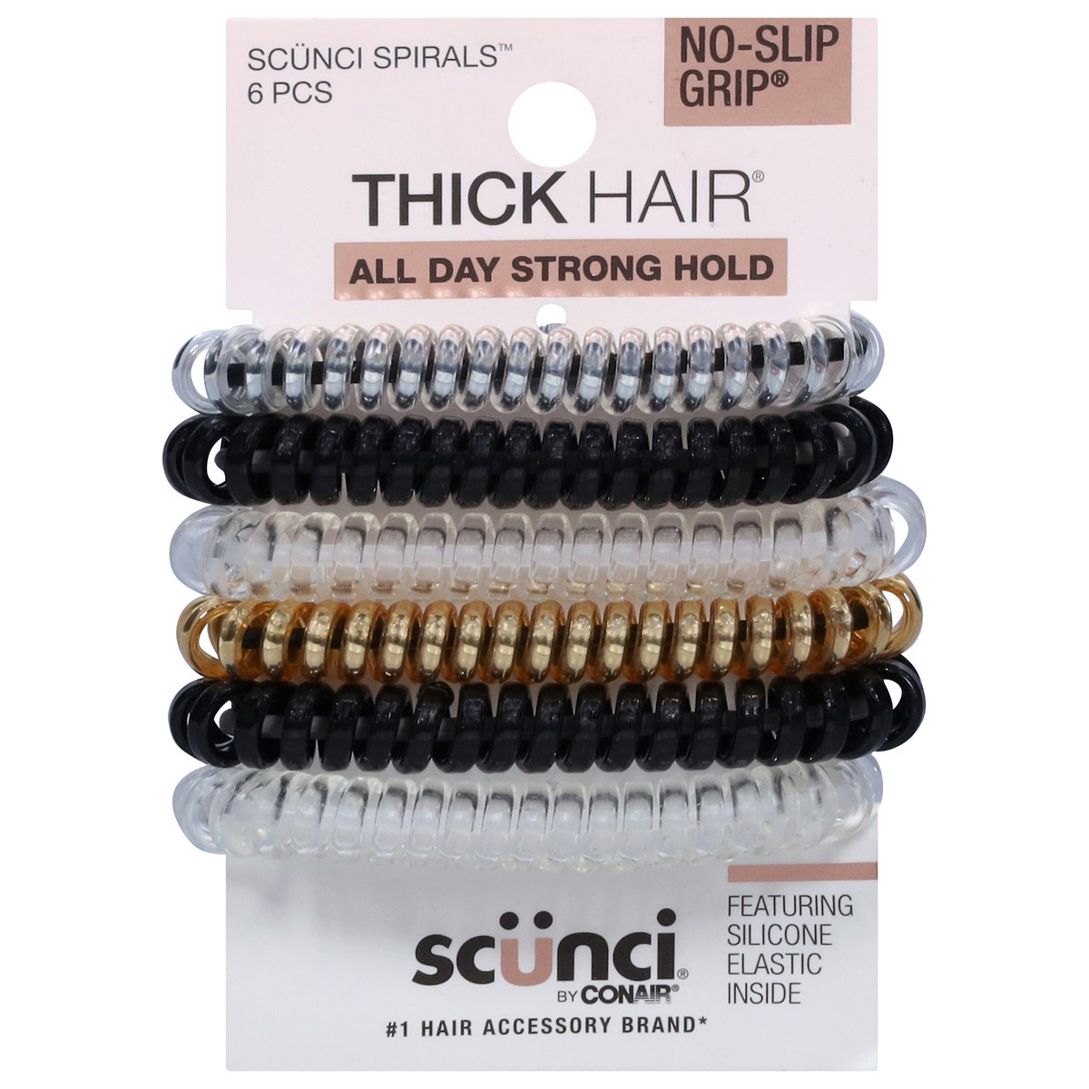 slide 1 of 9, scünci No-Slip Grip scünci Spirals 6 Each, 6 ct