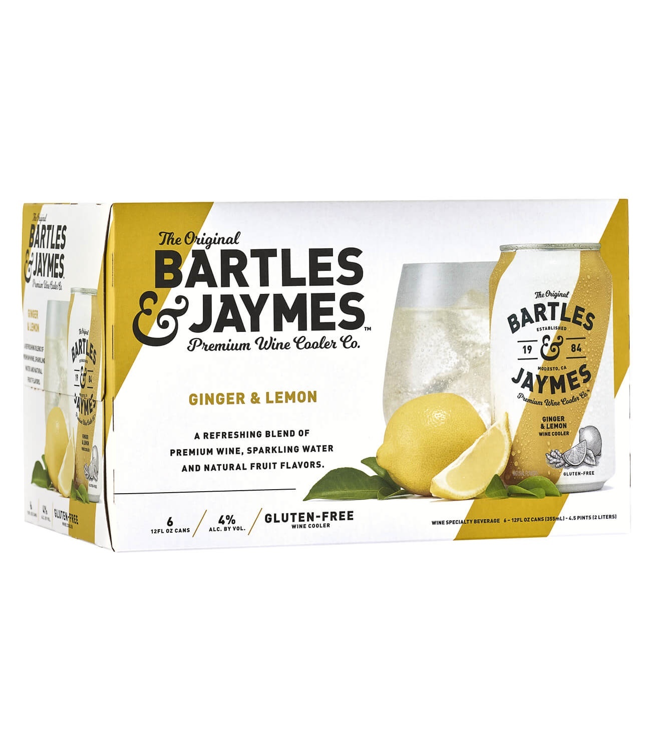 slide 1 of 1, Bartles & Jaymes Ginger & Lemon Wine Cooler Cans, 6 ct; 12 fl oz