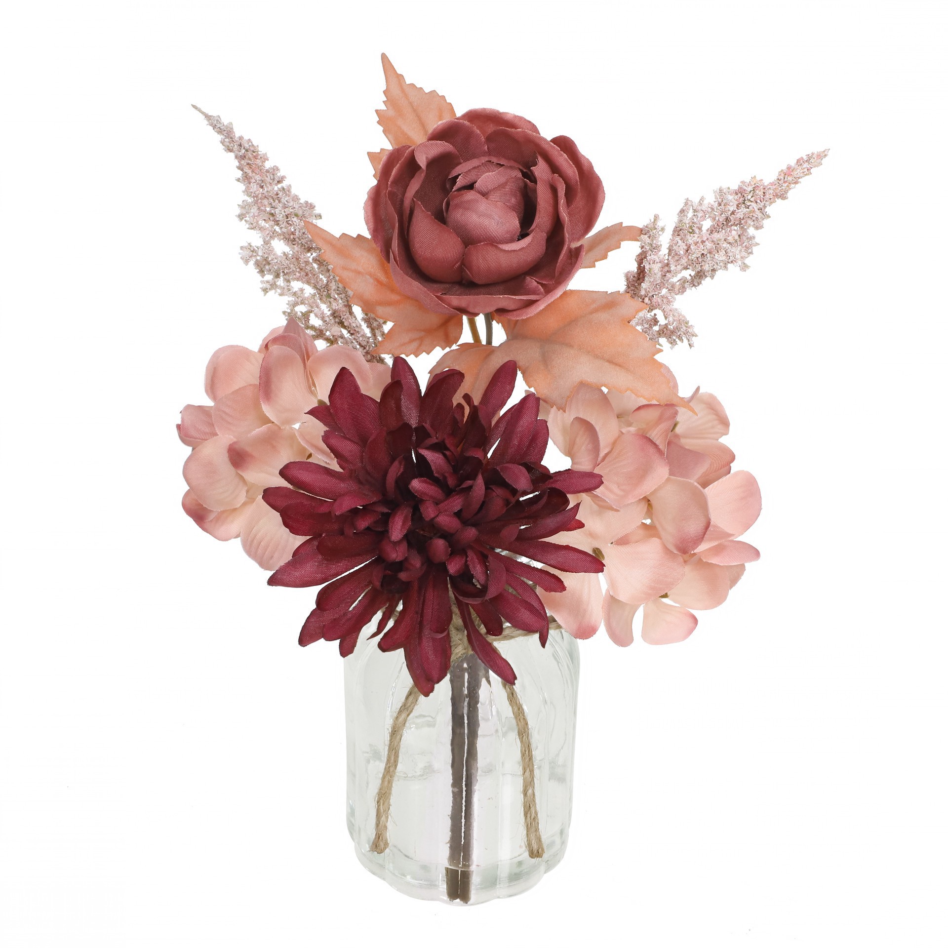 slide 2 of 3, 12" Burgundy & Blush Mum & Hydrangea In Glass Container By Ashland, 12 in
