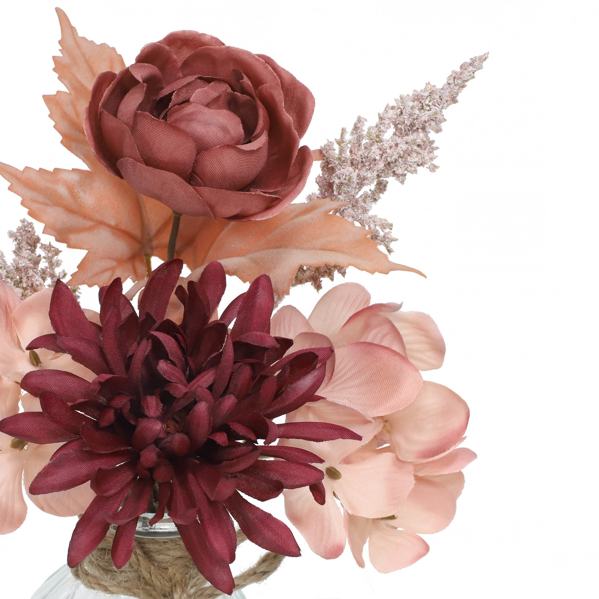 slide 3 of 3, 12" Burgundy & Blush Mum & Hydrangea In Glass Container By Ashland, 12 in