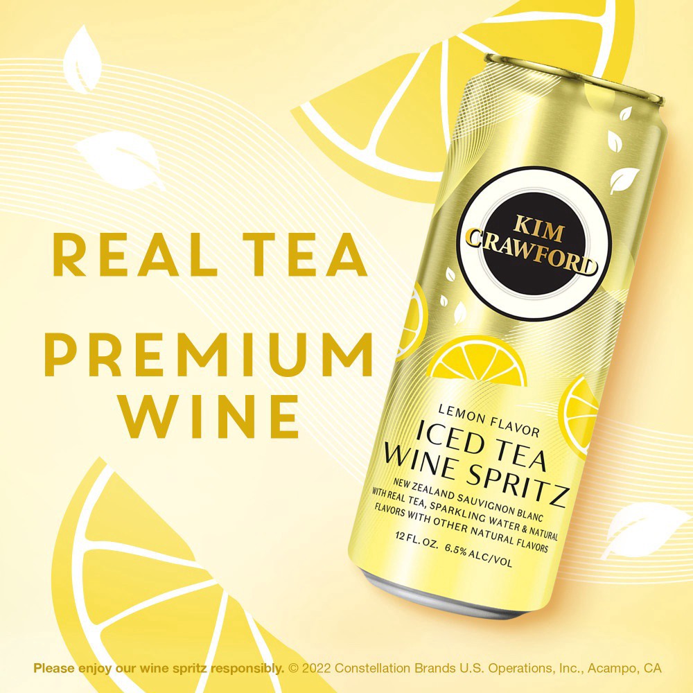 slide 2 of 7, Kim Crawford Iced Tea Wine Spritz Lemon Flavor, Sauvignon Blanc Sparkling Wine, 4 pk 355 mL Cans, 48.02 fl oz