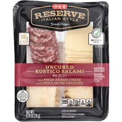 H-E-B Reserve Italian Style Snack Tray - Uncured Rustico Salami & Asiago Cheese