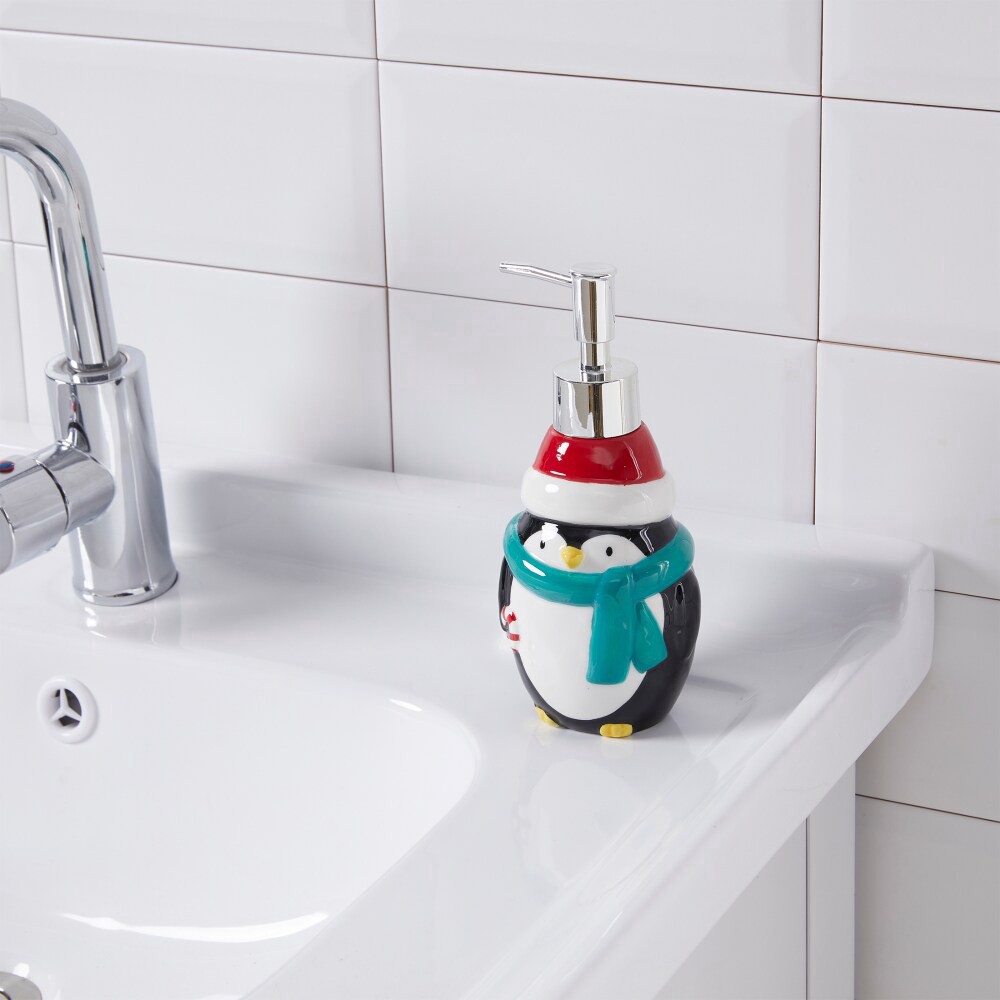 slide 3 of 4, VCNY Holiday Penguin Ceramic Lotion Pump, 1 ct