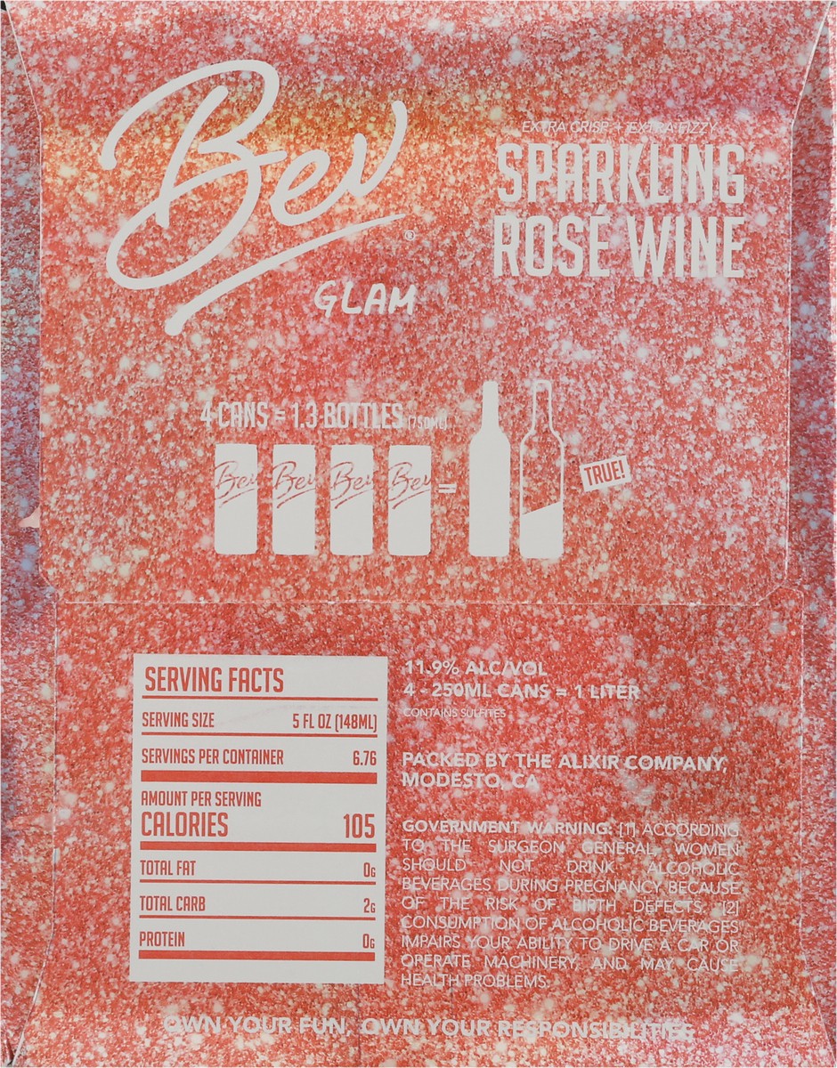 slide 6 of 9, Bev Glam Rose Sparkling Wine 4 Pk, 4 ct; 1 liter