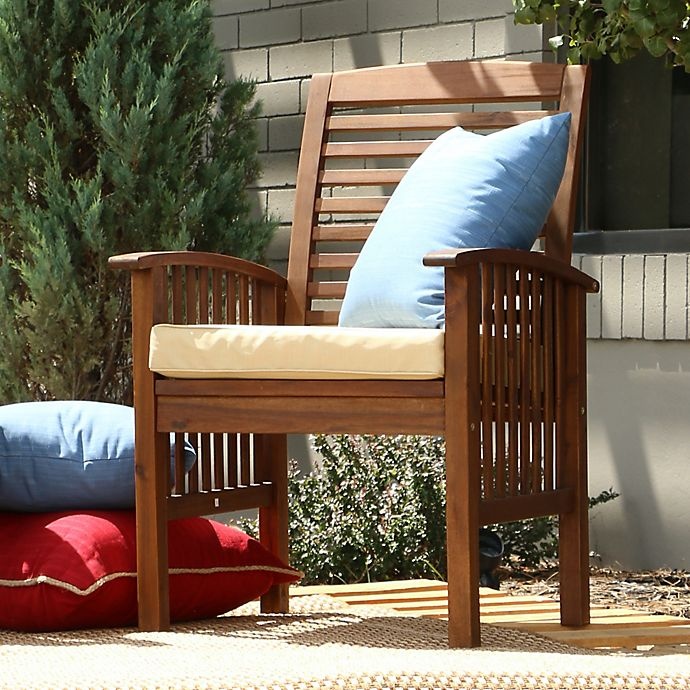 slide 2 of 5, Forest Gate Eagleton Acacia Wood Patio Chairs with Cushions - Dark Brown, 2 ct