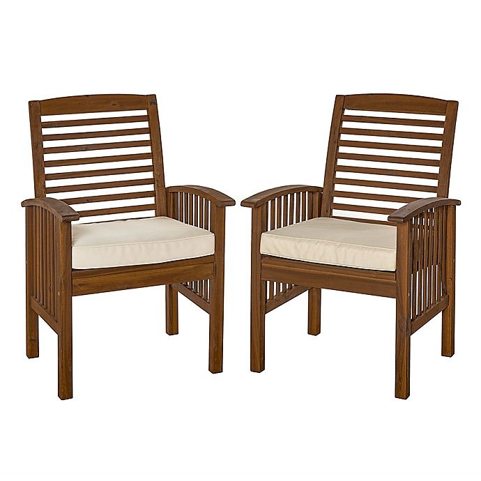 slide 4 of 5, Forest Gate Eagleton Acacia Wood Patio Chairs with Cushions - Dark Brown, 2 ct