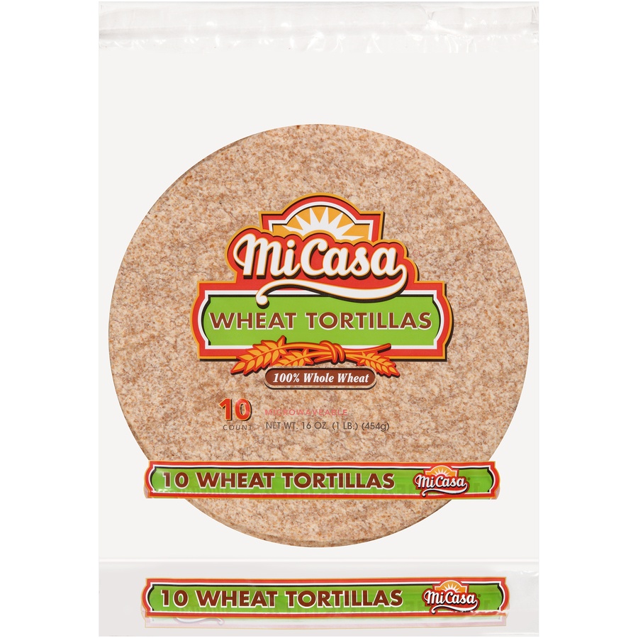slide 1 of 6, MiCasa Tortillas 100% Whole Wheat 10ct, 16 oz