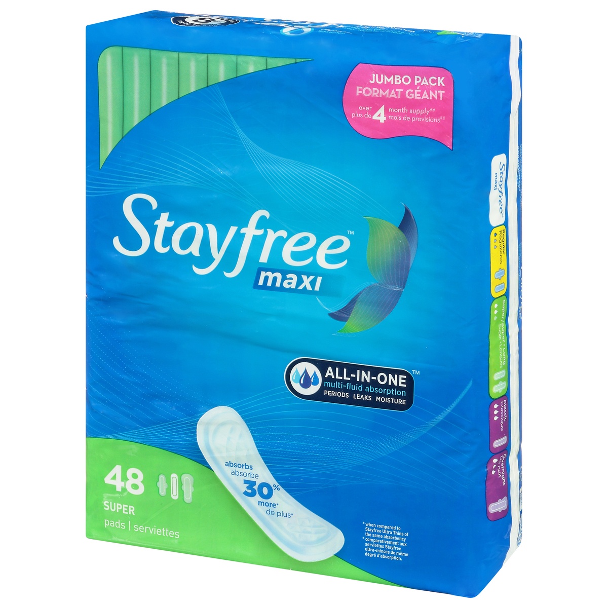 slide 3 of 9, Stayfree No Wings Maxi Super Pads, 48 ct