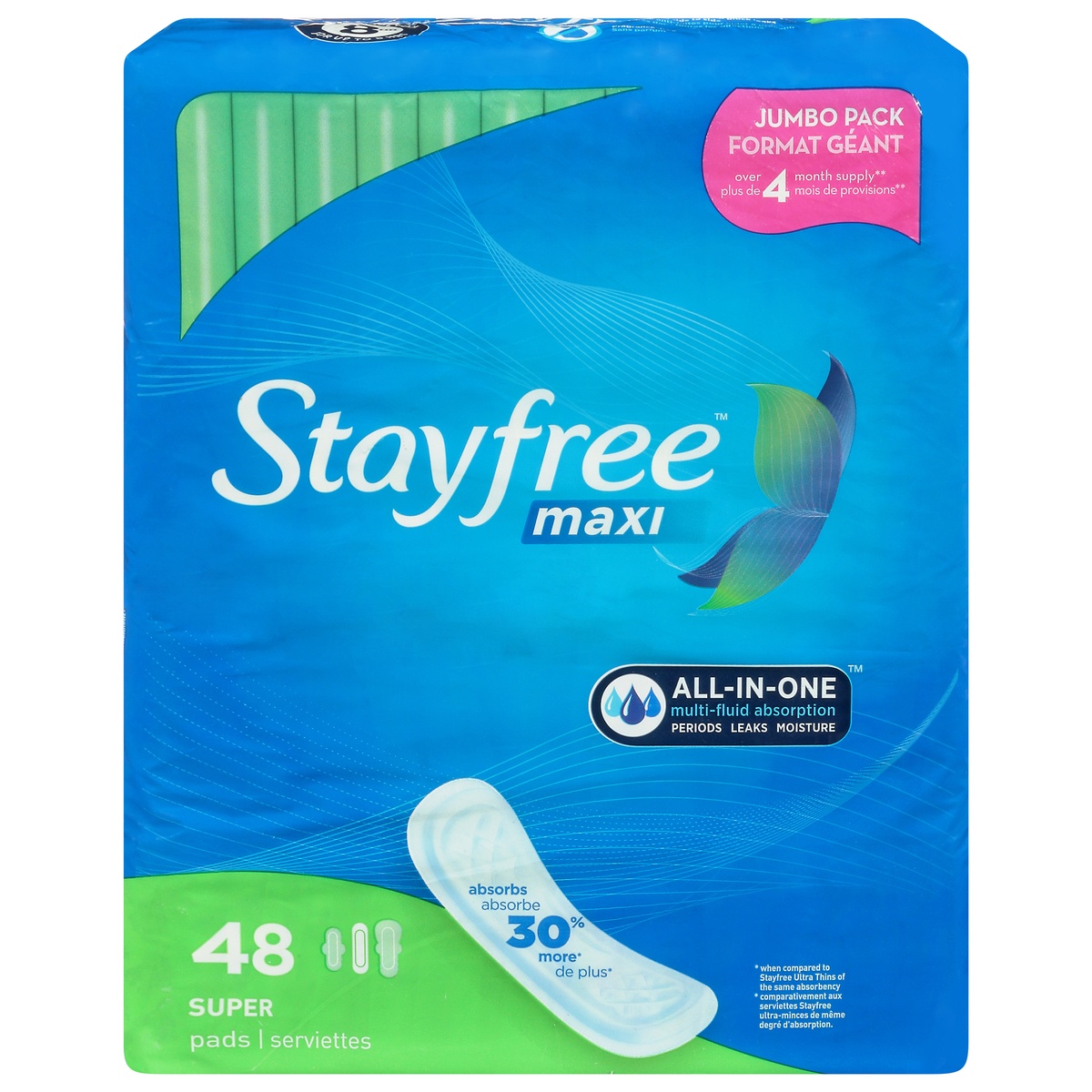 slide 1 of 9, Stayfree No Wings Maxi Super Pads, 48 ct