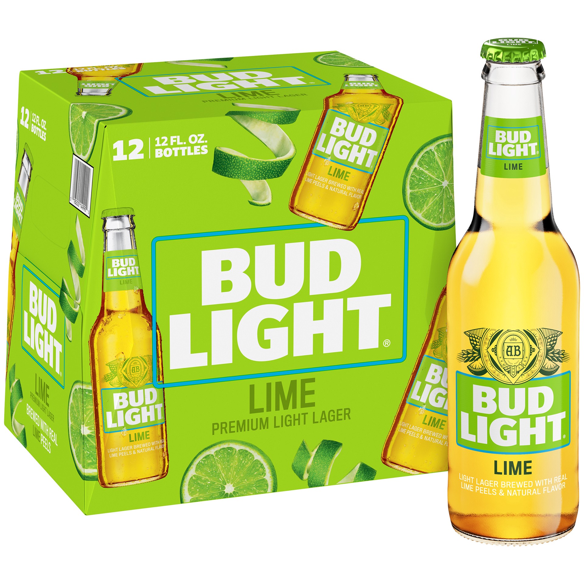 slide 1 of 16, Bud Light Lime is the classic Bud Light beer, but made with real lime peels. It is brewed using premium aroma hop varieties, barley malts and rice. Featuring a crisp taste, this beer has a hint of real lime flavor in every sip. 12 pack of bottles., 12 fl oz