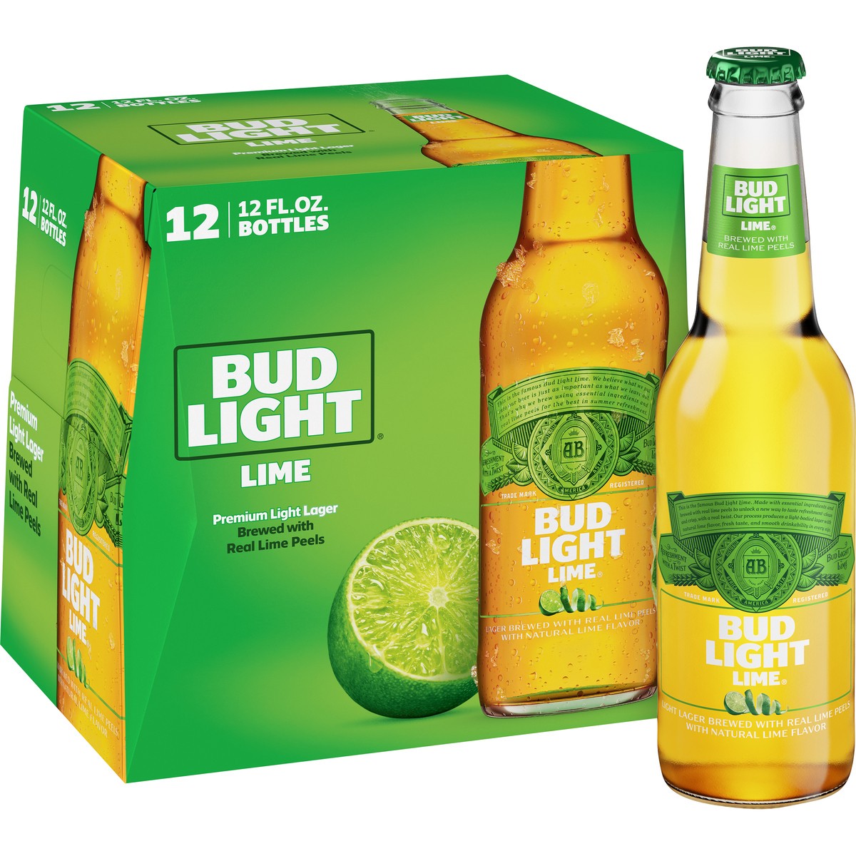 slide 1 of 16, Bud Light Lime Beer, 12 Pack Beer, 12 FL OZ Bottles, 4.2% ABV, 12 fl oz
