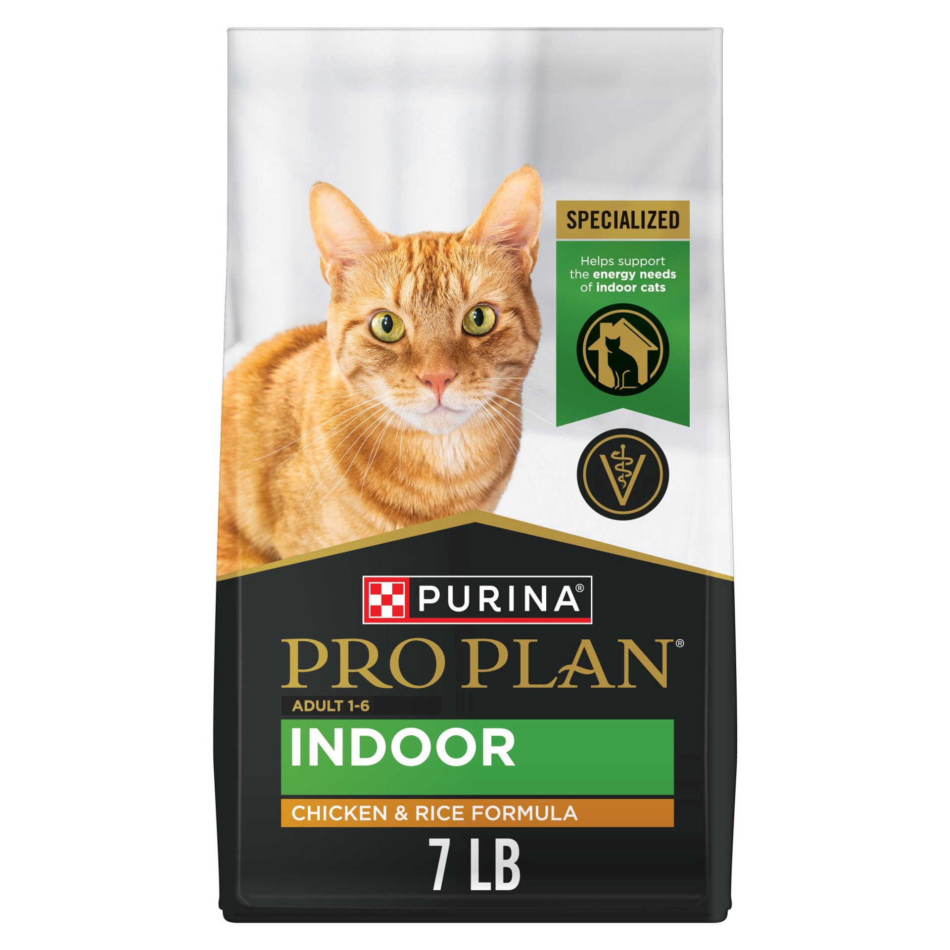 slide 1 of 1, Purina Pro Plan Adult Indoor Chicken and Rice Formula High Protein Cat Food, 7 lb