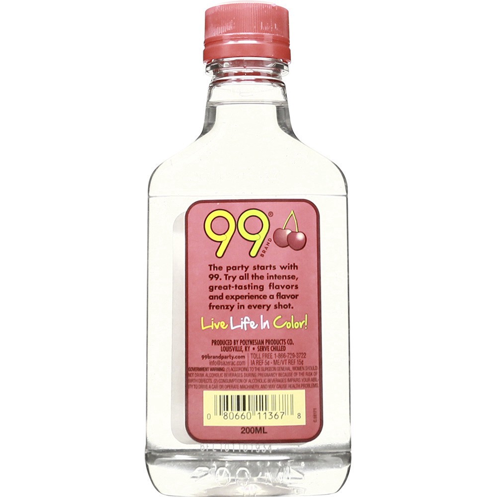 slide 1 of 1, 99 Brand 99 Black Cherries Liqueur 200ml Bottle – 49.5% ABV (99 Proof), Intense Fruity Flavor, 200 ml