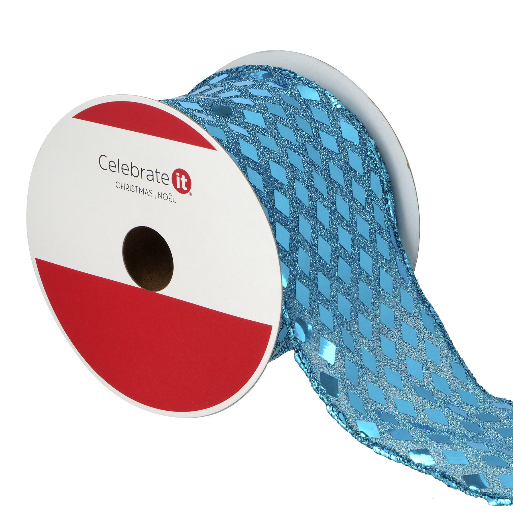 slide 2 of 3, 2.5" X 30ft. Turquoise Disco Wired Metallic Ribbon By Celebrate It, 2.5 in x 30 ft