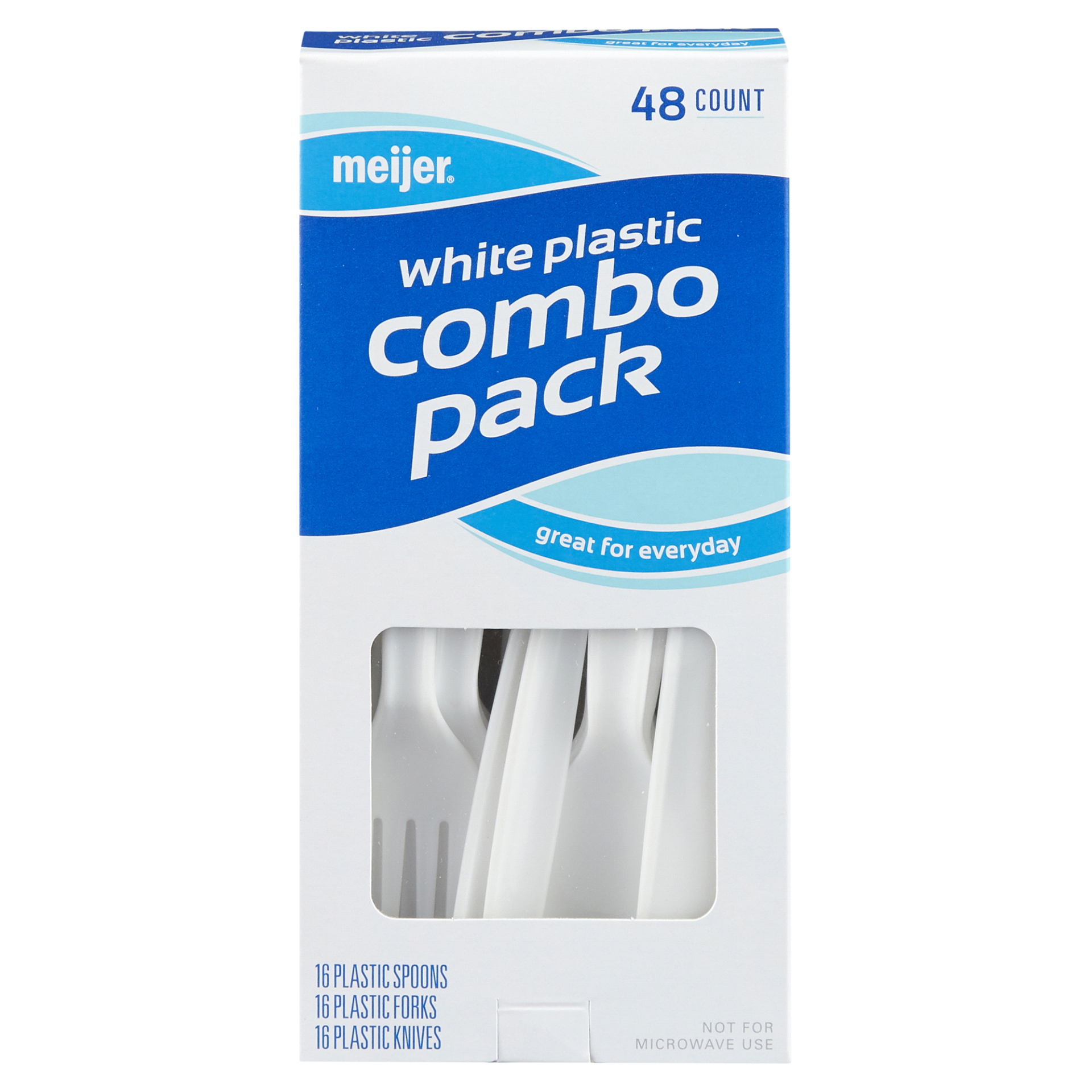 slide 1 of 5, Meijer White Plastic Combo Pack Silverware, 48 ct