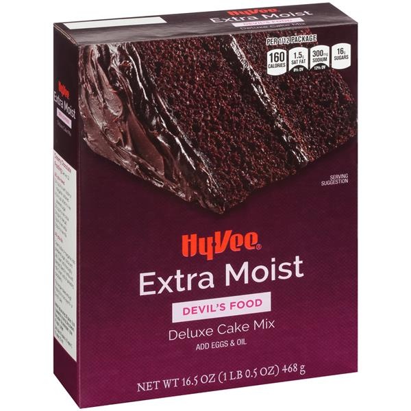slide 1 of 1, Hy-vee Devil's Food Extra Moist Deluxe Cake Mix, 16.5 oz
