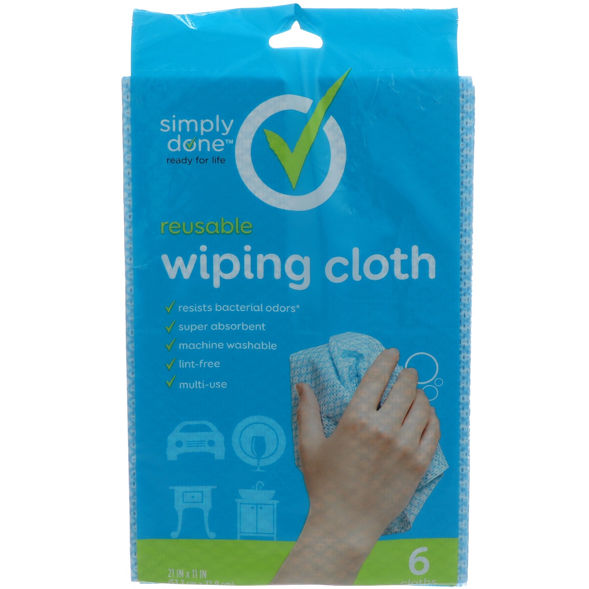 slide 1 of 1, Simply Done Reusable Wiping Cloth, 6 ct