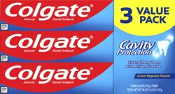 Colgate Anticavity Toothpaste with Fluoride, Great Regular Flavor - 3 x 6 oz