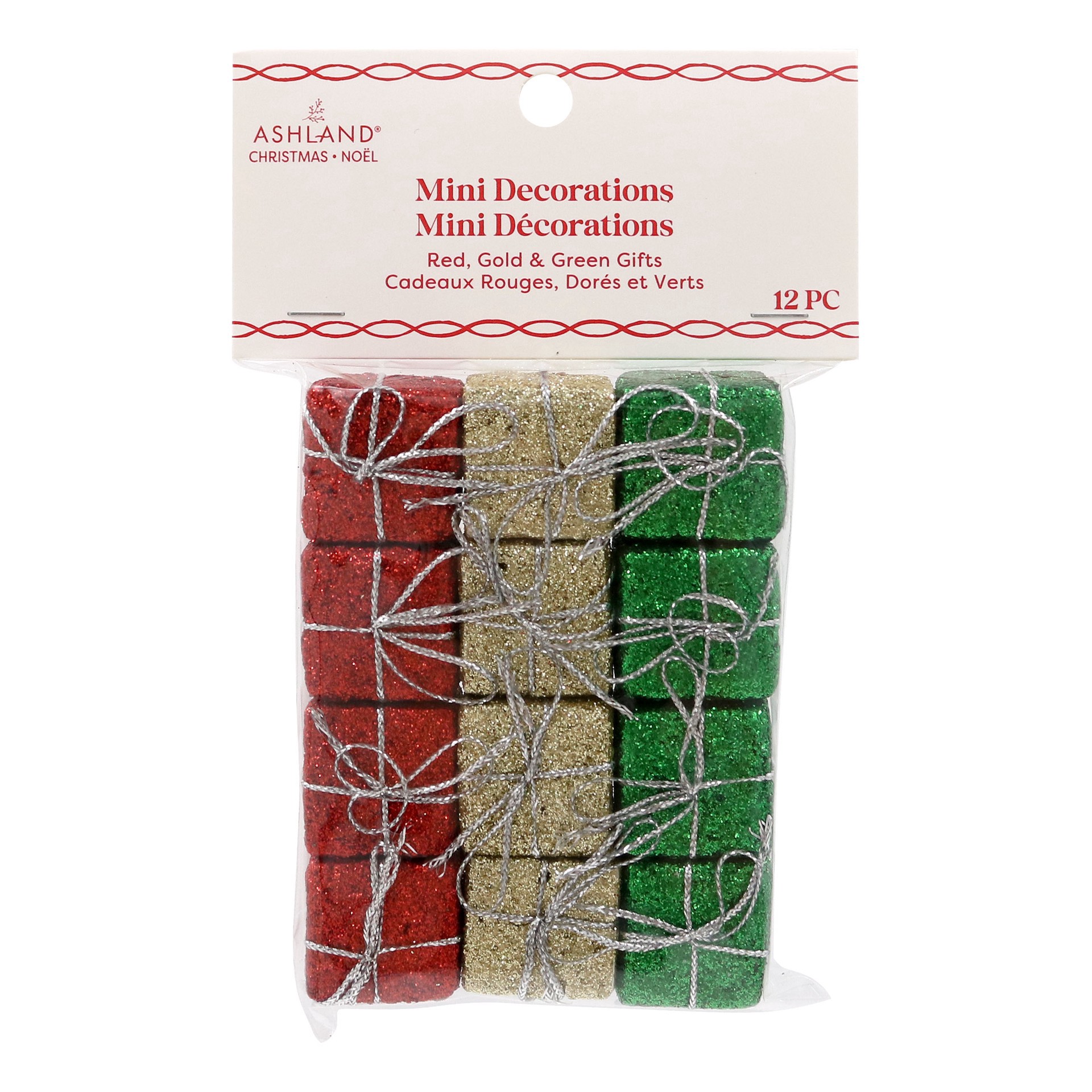 slide 4 of 5, Mini Red, Green & Gold Gift Decorations By Ashland, null