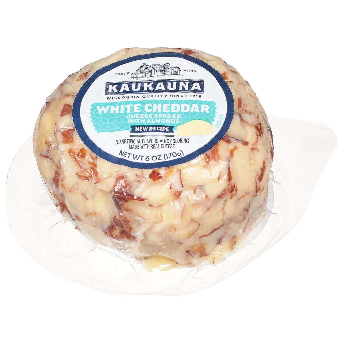 slide 1 of 9, Kaukauna Cheeseball White Cheddar Spreadable Cheese with Almonds 6 oz, 6 oz