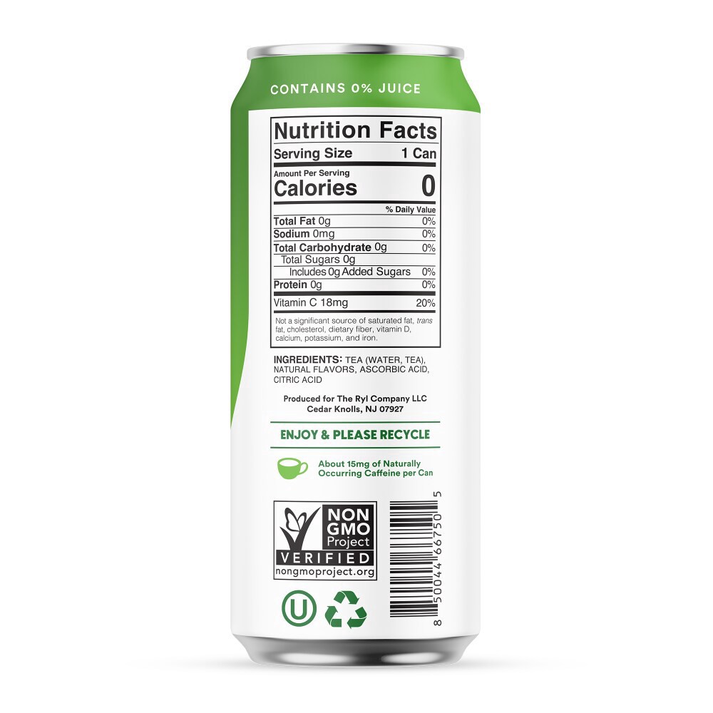slide 3 of 3, Ryl™ Unsweetened Antioxidant Superblend Zero Sugar Iced Green Tea Single Can, 12 fl oz