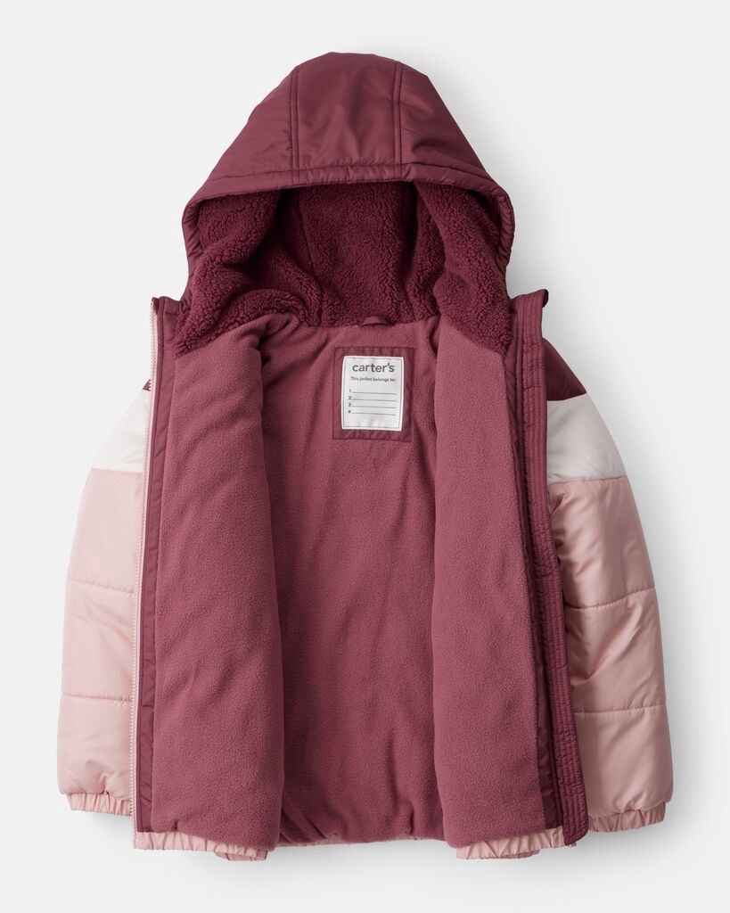 slide 5 of 5, Carter's Girls 2-Piece Color Block Hooded Snowsuit Jacket & Bib Set - Pink/Red Multi 6, 2 pc