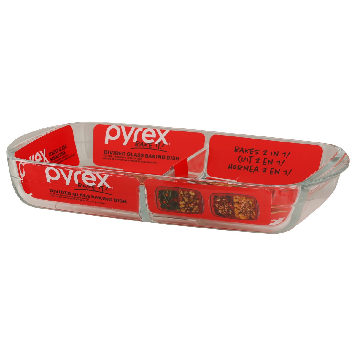 slide 3 of 11, Pyrex 8 Inch x 12 Inch 1.7 Quart Divided Glass Baking Dish 1 ea, 1 ct