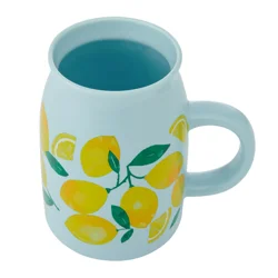 Pfaltzgraff Milk Jug Mug Blue Lemons 14oz