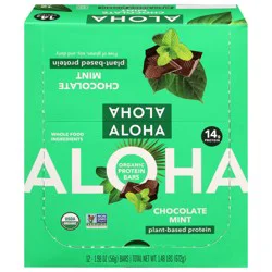 Aloha Organic Chocolate Mint Plant Based Protein Bars - 12 ct
