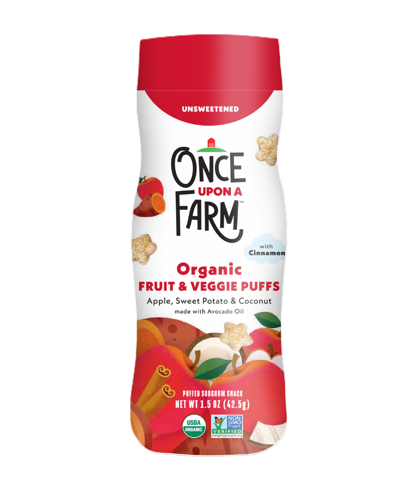 slide 3 of 3, Once Upon a Farm Organic Baby Puffs, Apple, Sweet Potato & Coconut, 1.5oz, 1.50 oz