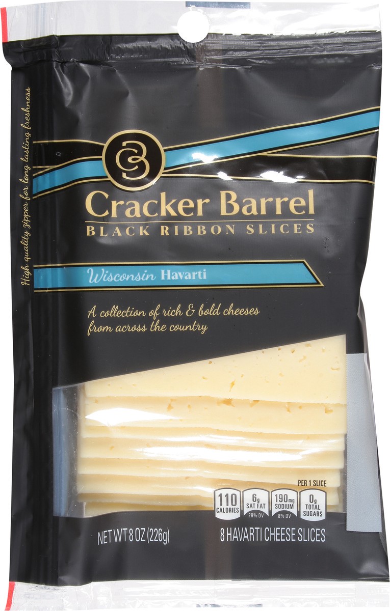 slide 11 of 11, Cracker Barrel Black Ribbon Slices Wisconsin Havarti Cheese Slices, 8 ct Pack, 8 ct