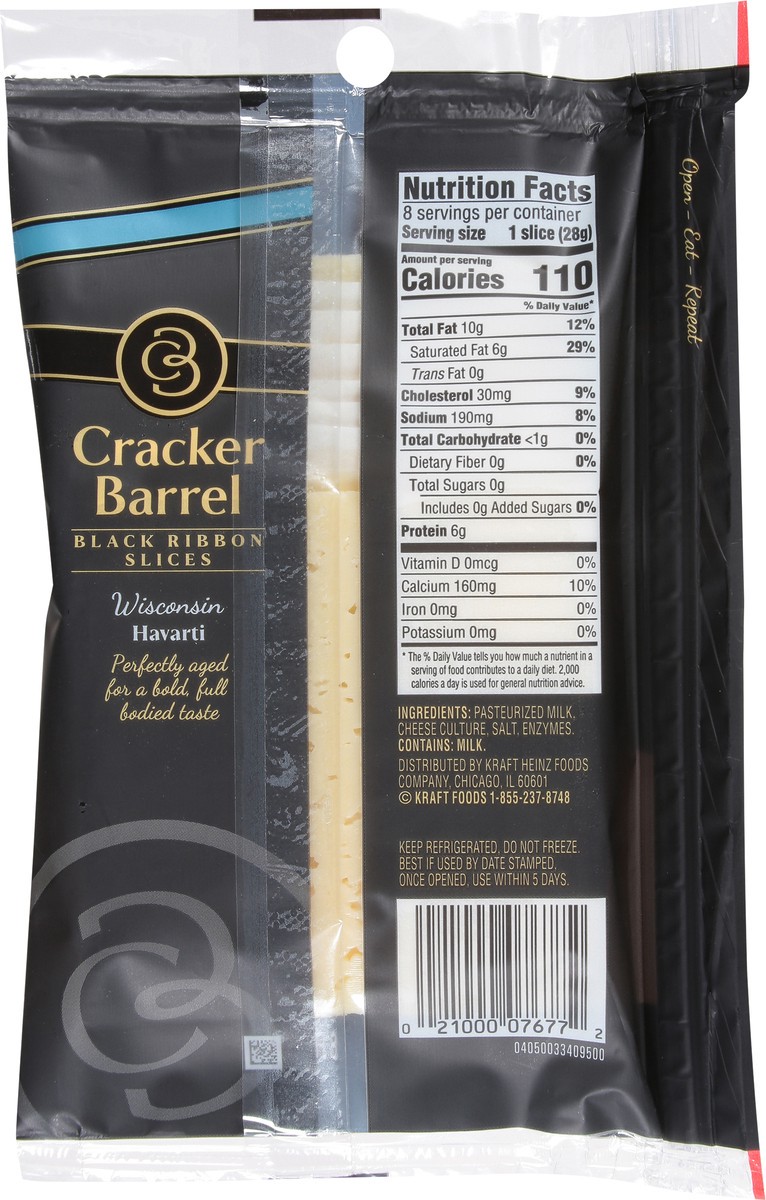 slide 10 of 11, Cracker Barrel Black Ribbon Slices Wisconsin Havarti Cheese Slices, 8 ct Pack, 8 ct