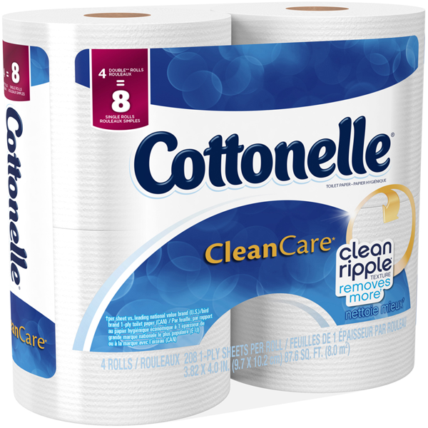 slide 1 of 1, Kleenex Cottonelle Clean Care Double Roll 1-Ply Toilet Paper, 4 ct