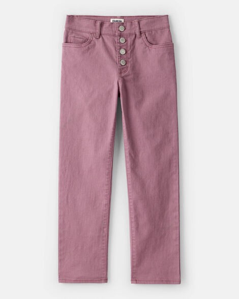 slide 1 of 3, Oshkosh Girls Button-Front Straight Leg Pants - Purple Blush 7, 1 ct