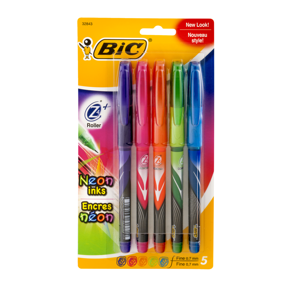 slide 1 of 1, BIC Z4 + Fashion Roller, Assorted Pens, 5 ct