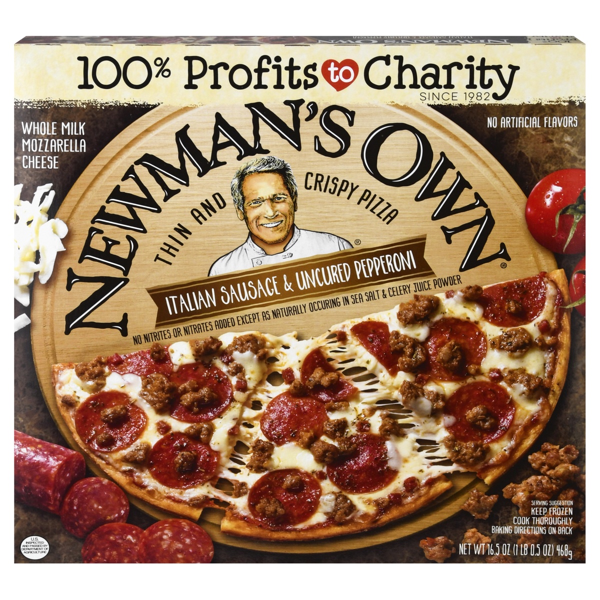 slide 1 of 1, Newman's Own Thin & Crispy Italian Sausage & Pepperoni Frozen Pizz - 16.5oz, 14.7 oz