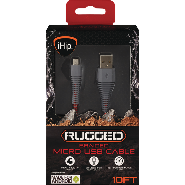 slide 1 of 1, Rugged Micro 10 Ft Cbl Gry Red, 1 ct