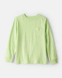 Carter's Boys Solid Pocket Long-Sleeve Tee - Green Green L