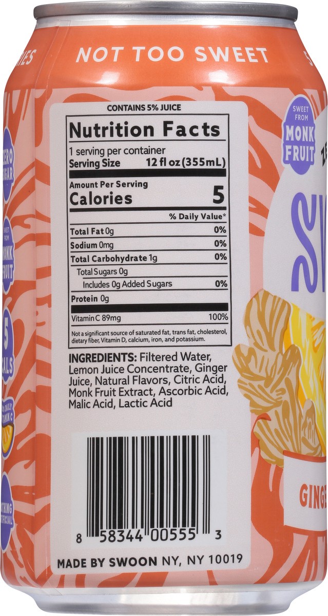 slide 9 of 14, Swoon 12oz Zero Sugar Ginger Lemonade, 12 fl oz